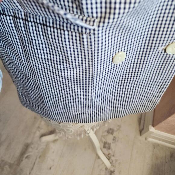 LKNW ALEX MILL Billie gingham Navy white Paper Cotton blazer jacket S - Picture 7 of 9